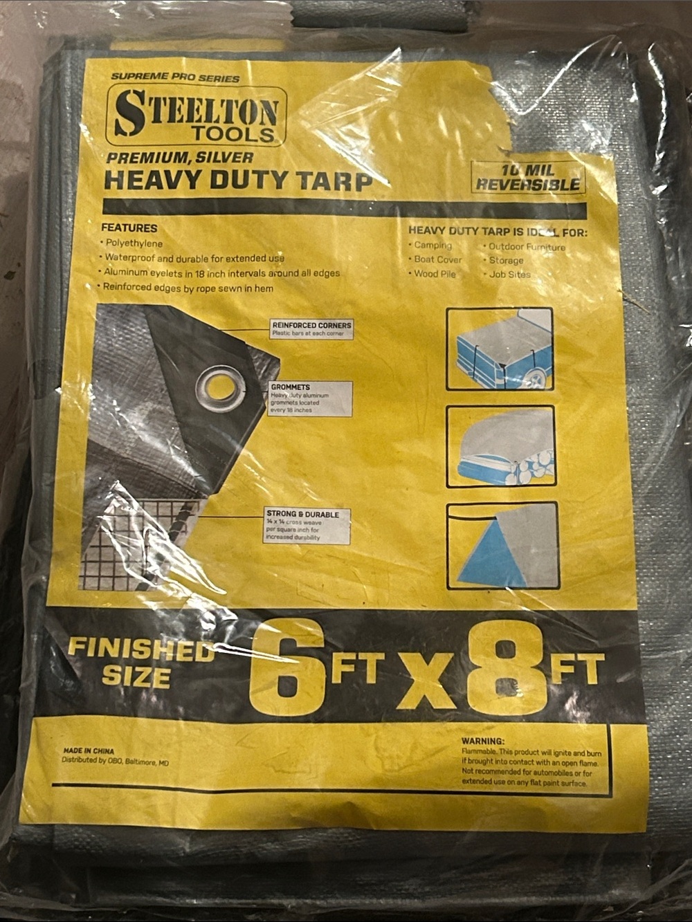 Heavy Duty Silver Tarp - 6 ft x 8 ft